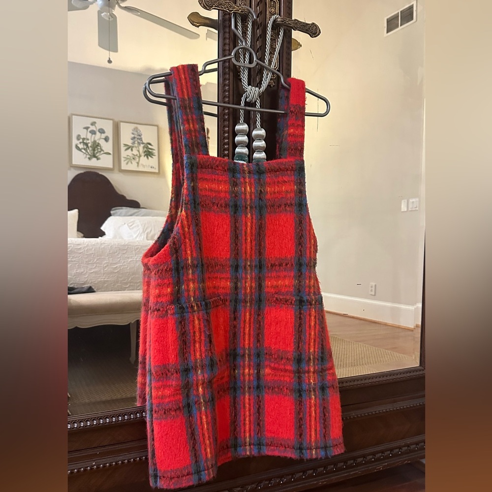 Judith March Red Plaid Mini Jumper Dress